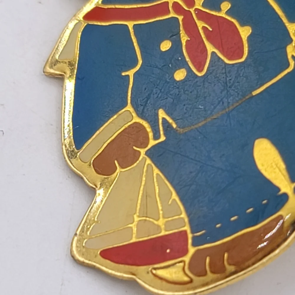 Schmid Gordon Fraser Teddy Bear Sailor Suit Sailboat Enamel Brooch Pin 80s Vtg - Picture 3 of 11
